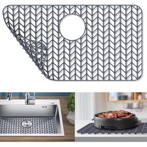 Sink Protectors for Kitchen Sink, 26''x 14'' Silicone Kitchen Sink Mat Grid